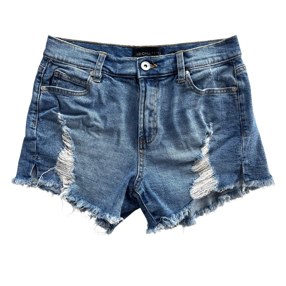 Kendall + Kylie Womens 3/26 Medium Wash Distressed Cut-Off Shorts The Icon Short